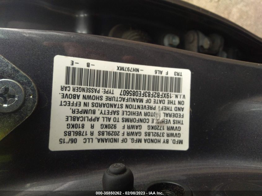 2015 HONDA CIVIC SEDAN EX 19XFB2F83FE085607