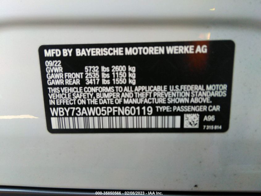 2023 BMW I4 EDRIVE40 WBY73AW05PFN60119