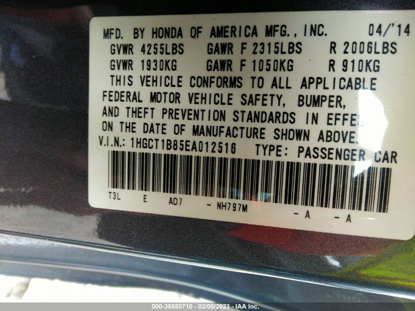 2014 HONDA ACCORD COUPE EX-L - 1HGCT1B85EA012516