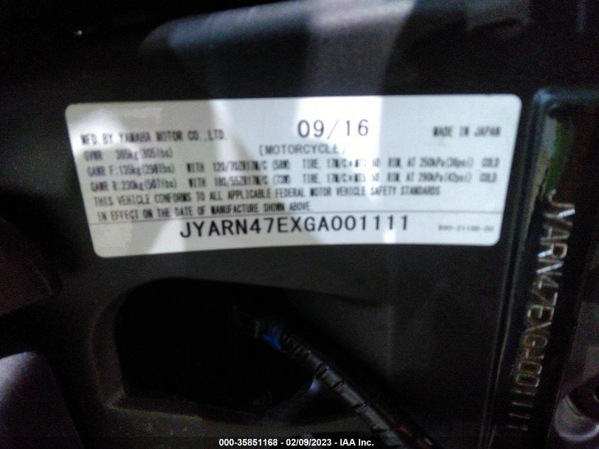 2016 YAMAHA XSR900 60TH ANNIVERSARY JYARN47EXGA001111