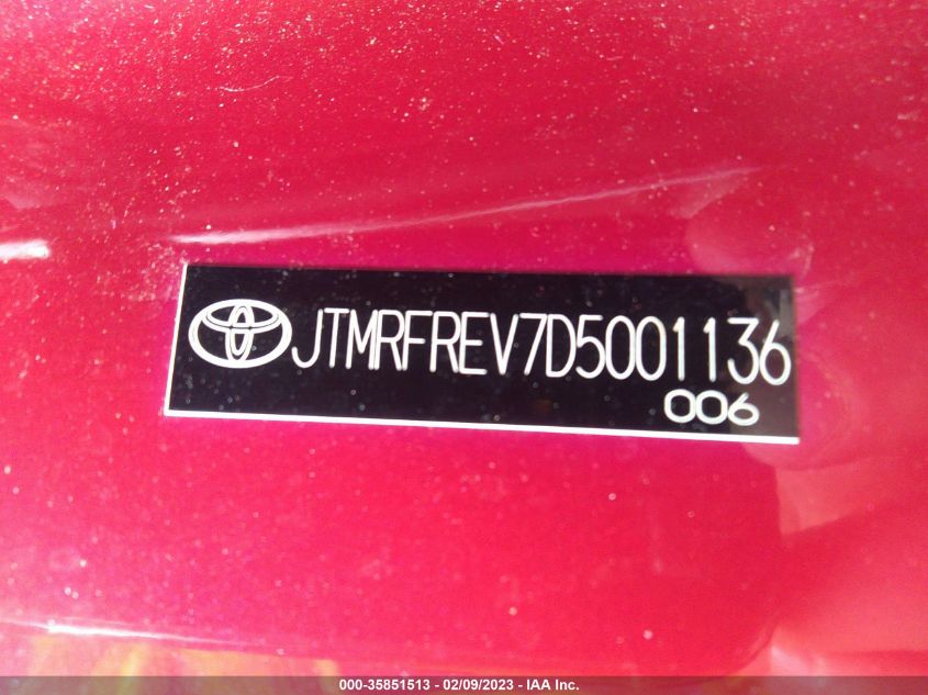 VIN JTMRFREV7D5001136 2013 TOYOTA RAV4 no.9