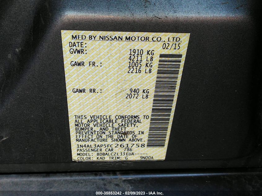 2015 NISSAN ALTIMA 2.5 - 1N4AL3AP5FC261758