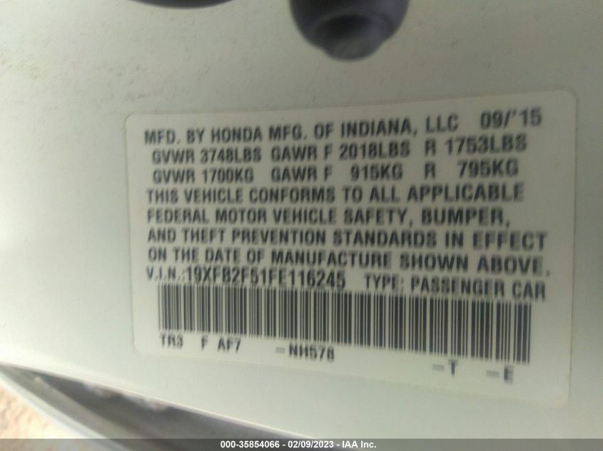 2015 HONDA CIVIC SEDAN LX 19XFB2F51FE116245