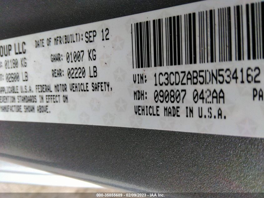 2013 DODGE AVENGER SE 1C3CDZAB5DN534162