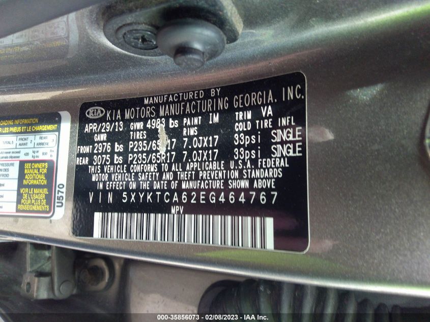 2014 KIA SORENTO LX - 5XYKTCA62EG464767