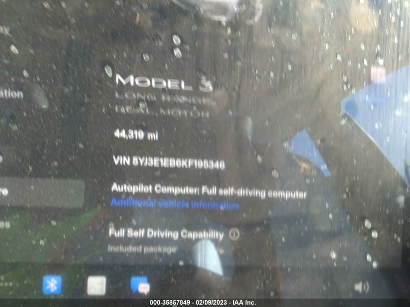 2019 TESLA MODEL 3 LONG RANGE/PERFORMANCE - 5YJ3E1EB6KF195346