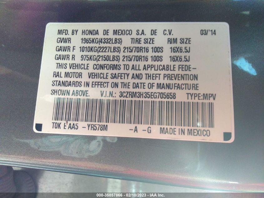 2014 HONDA CR-V LX - 3CZRM3H35EG705658