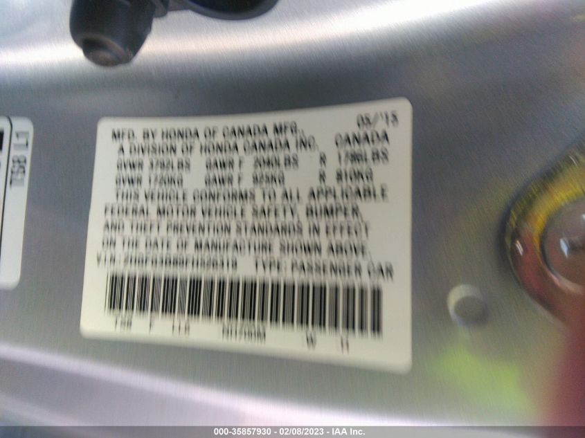 2015 HONDA CIVIC COUPE EX - 2HGFG3B89FH526319
