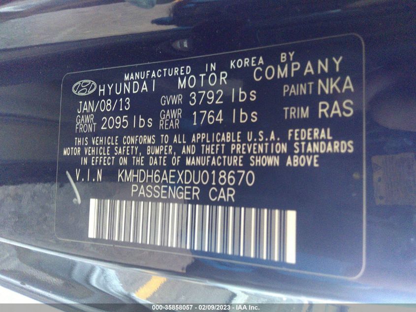 2013 HYUNDAI ELANTRA COUPE GS - KMHDH6AEXDU018670