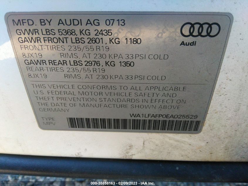 2014 AUDI Q5 PREMIUM PLUS - WA1LFAFP0EA025529