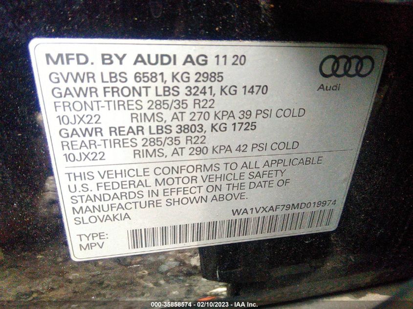 WA1VXAF79MD019974 Audi Q7 PRESTIGE 9