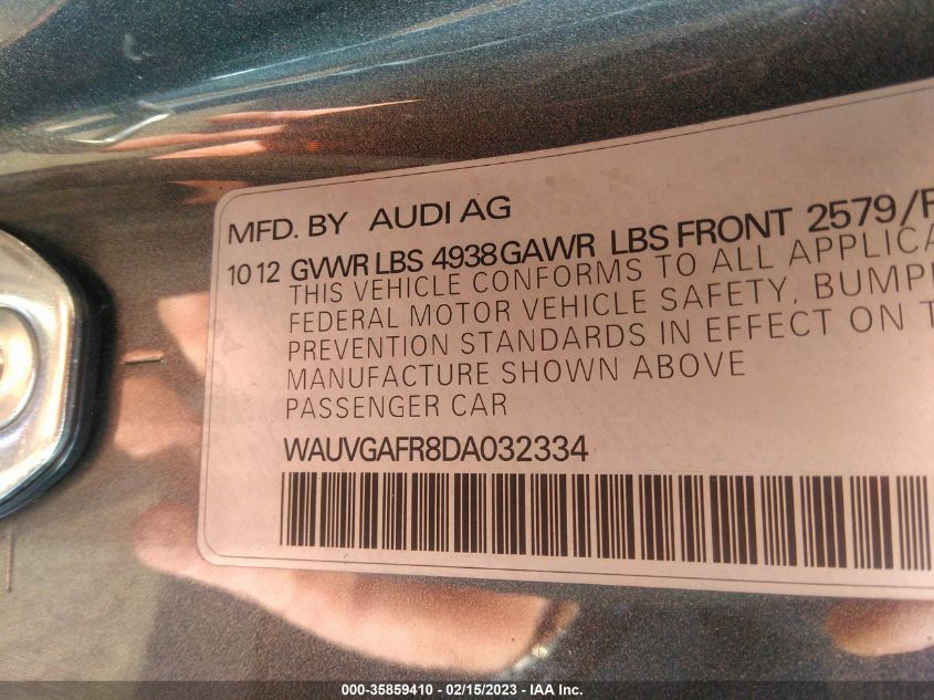 2013 AUDI S5 PRESTIGE WAUVGAFR8DA032334