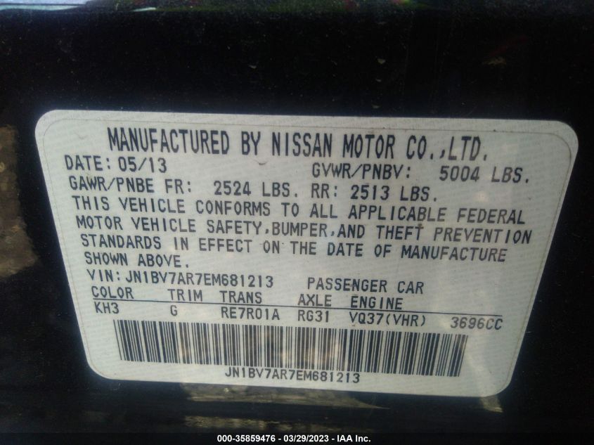 2014 INFINITI Q50 PREMIUM - JN1BV7AR7EM681213