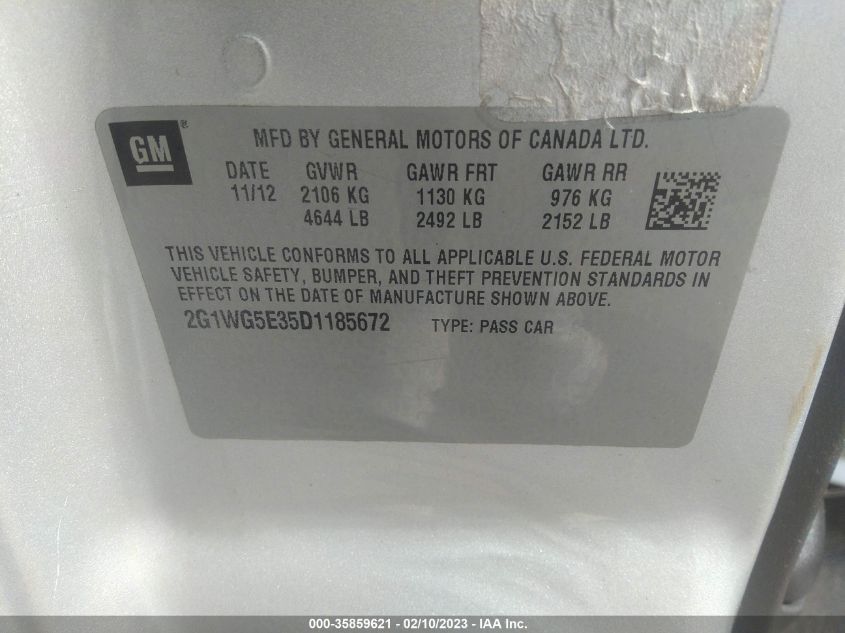 2013 CHEVROLET IMPALA LT - 2G1WG5E35D1185672