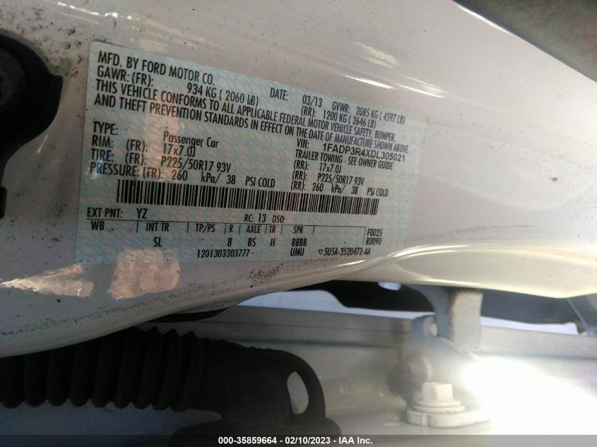 2013 FORD FOCUS ELECTRIC 1FADP3R4XDL305021