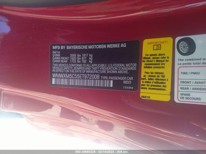 2014 MINI COOPER HARDTOP - WMWXM5C55ET972008