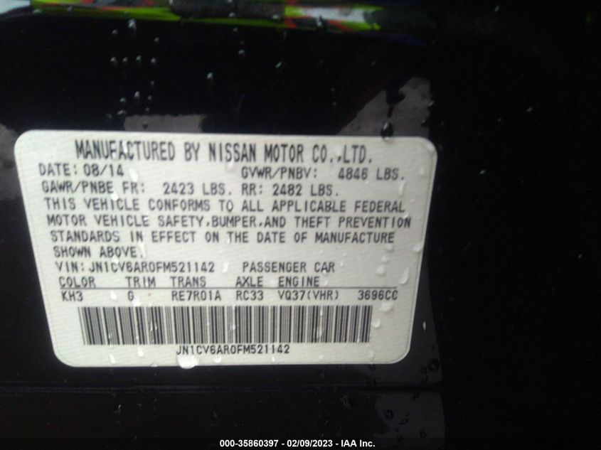 2015 INFINITI Q40 JN1CV6AR0FM521142