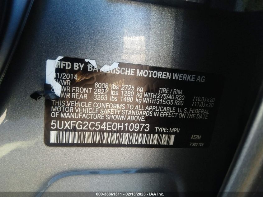 2014 BMW X6 XDRIVE35I - 5UXFG2C54E0H10973