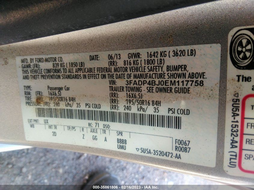 2014 FORD FIESTA SE - 3FADP4BJ0EM117758