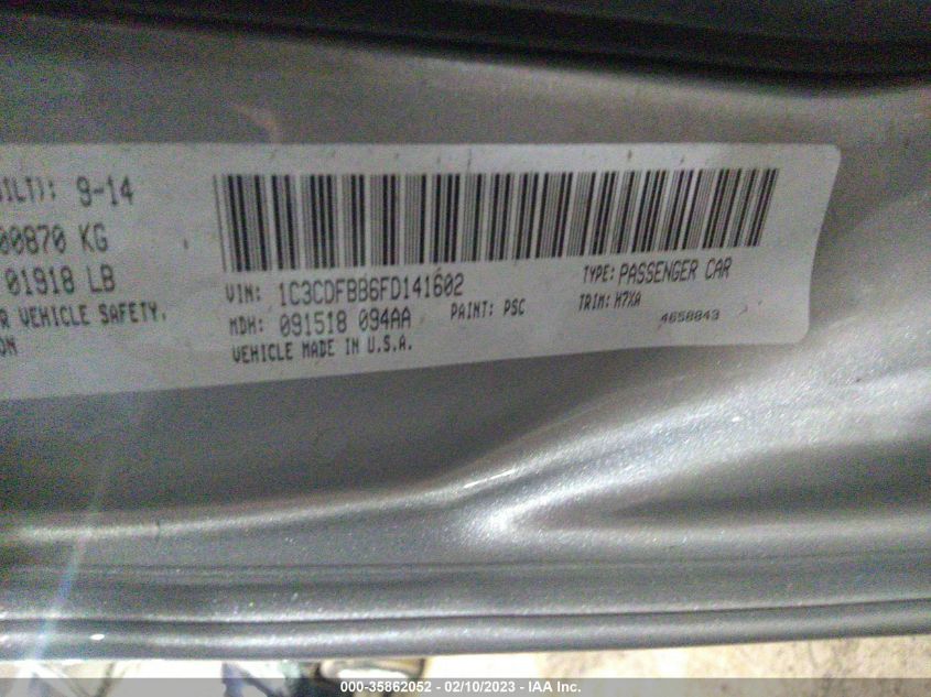 2015 DODGE DART SXT 1C3CDFBB6FD141602