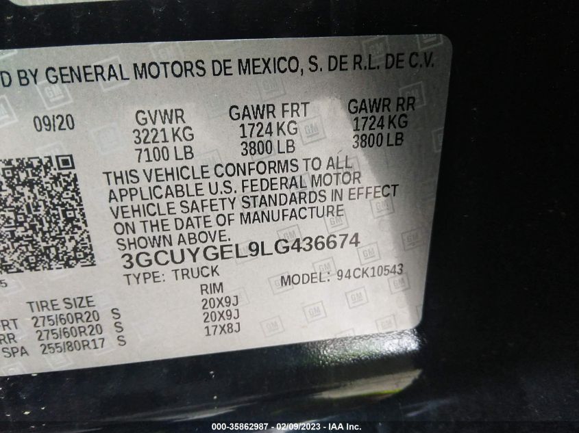 2020 CHEVROLET SILVERADO 1500 LTZ - 3GCUYGEL9LG436674
