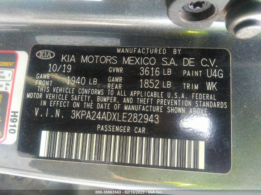 2020 KIA RIO S - 3KPA24ADXLE282943