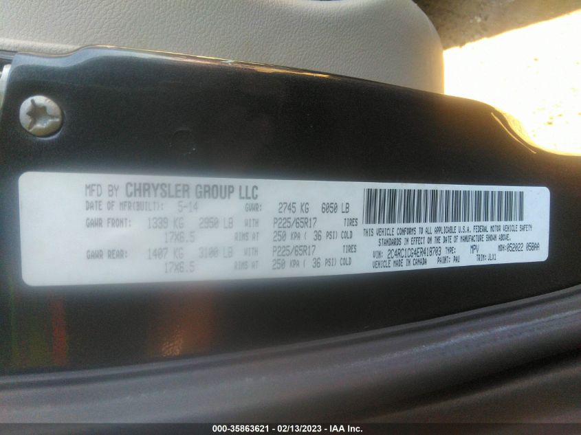 2014 CHRYSLER TOWN & COUNTRY TOURING-L 30TH - 2C4RC1CG4ER418703