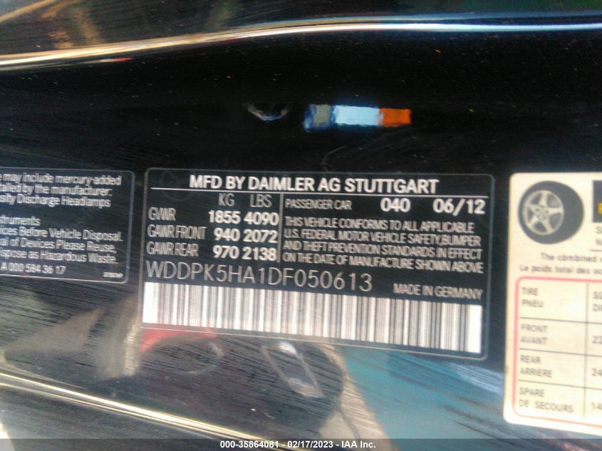 2013 MERCEDES-BENZ SLK-CLASS SLK 350 - WDDPK5HA1DF050613