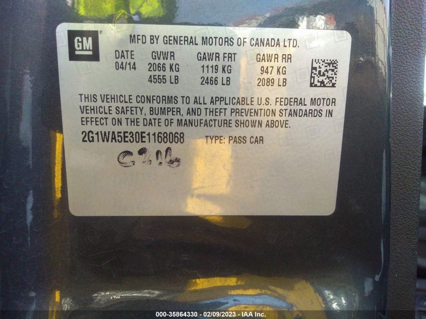 2014 CHEVROLET IMPALA LIMITED LS - 2G1WA5E30E1168068