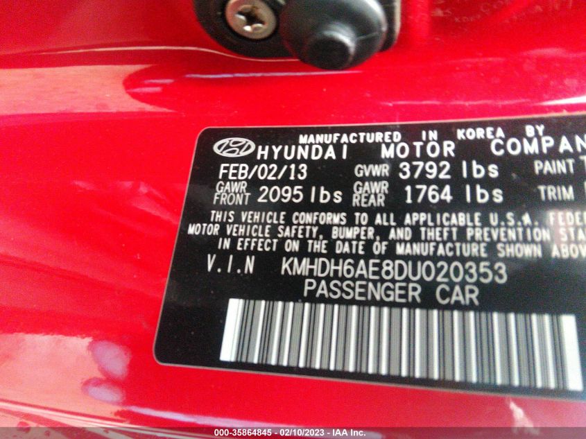 2013 HYUNDAI ELANTRA COUPE GS - KMHDH6AE8DU020353