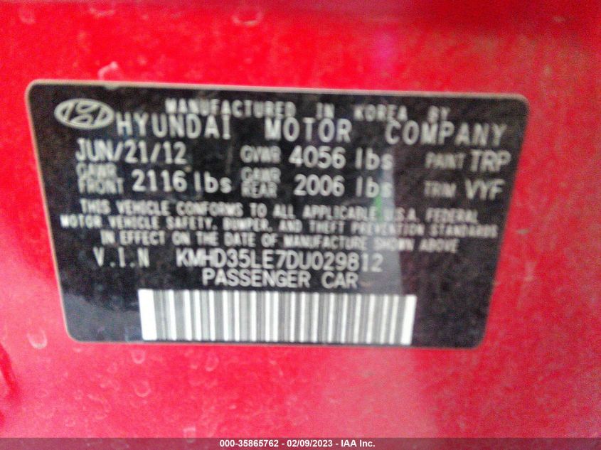 2013 HYUNDAI ELANTRA GT - KMHD35LE7DU029812