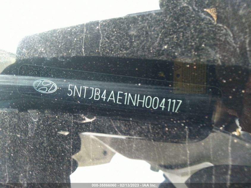 2022 HYUNDAI SANTA CRUZ SEL 5NTJB4AE1NH004117