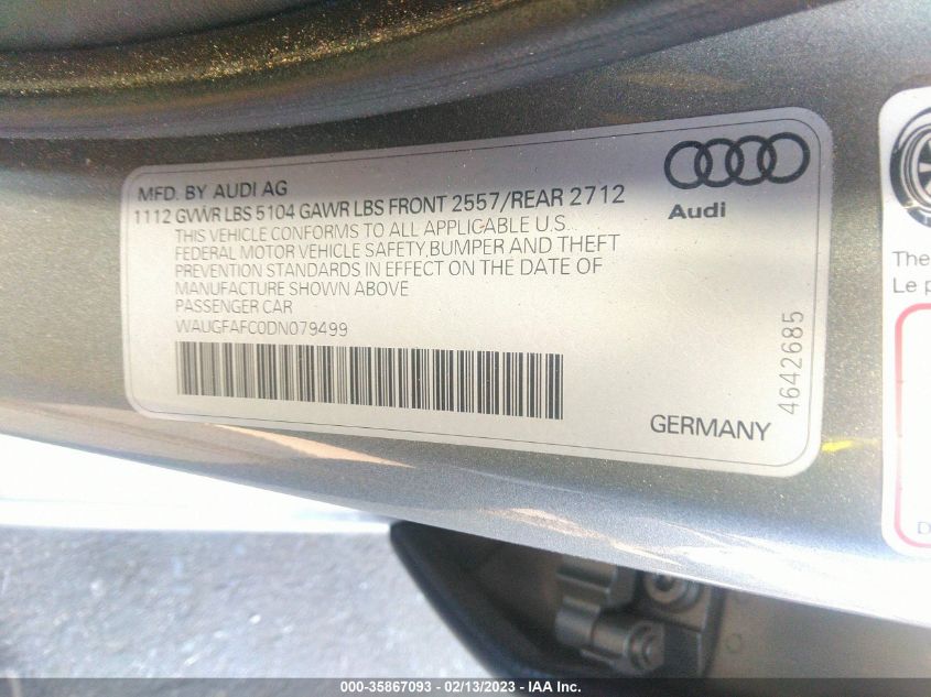 2013 AUDI A6 2.0T PREMIUM PLUS - WAUGFAFC0DN079499