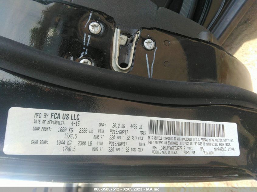 2015 JEEP PATRIOT HIGH ALTITUDE EDITION 1C4NJPFA2FD367916