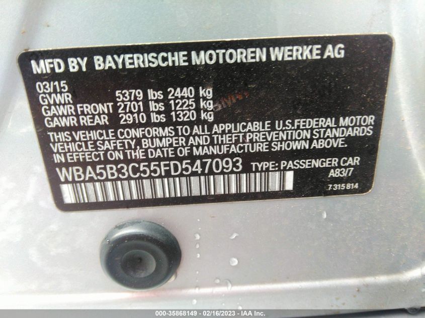 2015 BMW 535I XDRIVE - WBA5B3C55FD547093