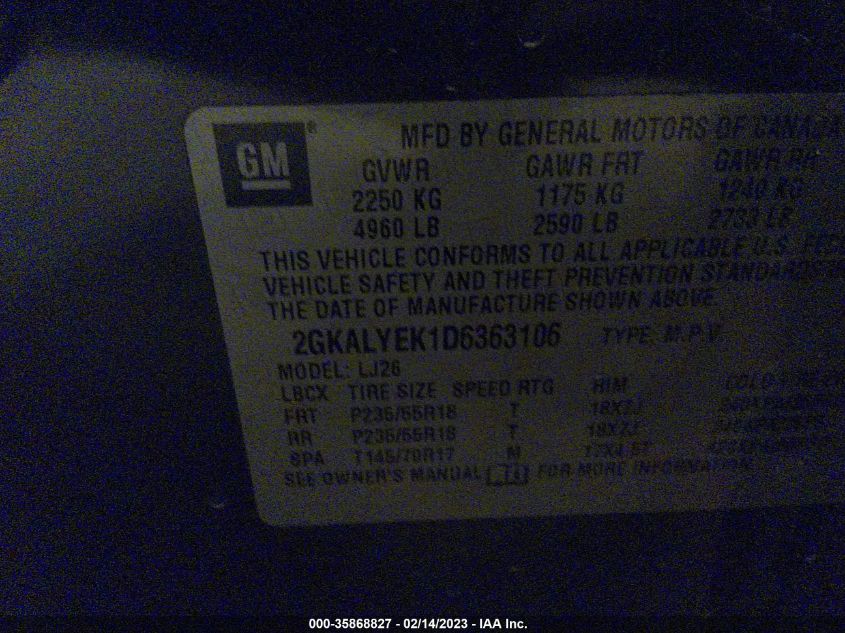 2013 GMC TERRAIN DENALI - 2GKALYEK1D6363106
