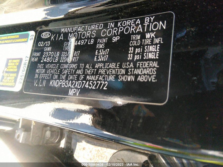 2013 KIA SPORTAGE LX - KNDPB3A2XD7452772