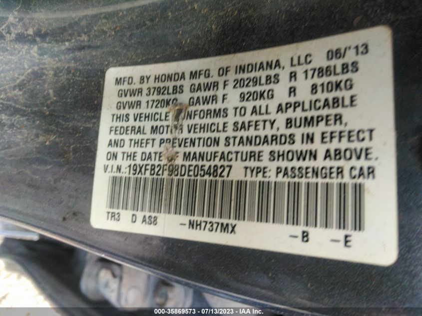 2013 HONDA CIVIC EX-L - 19XFB2F98DE054827