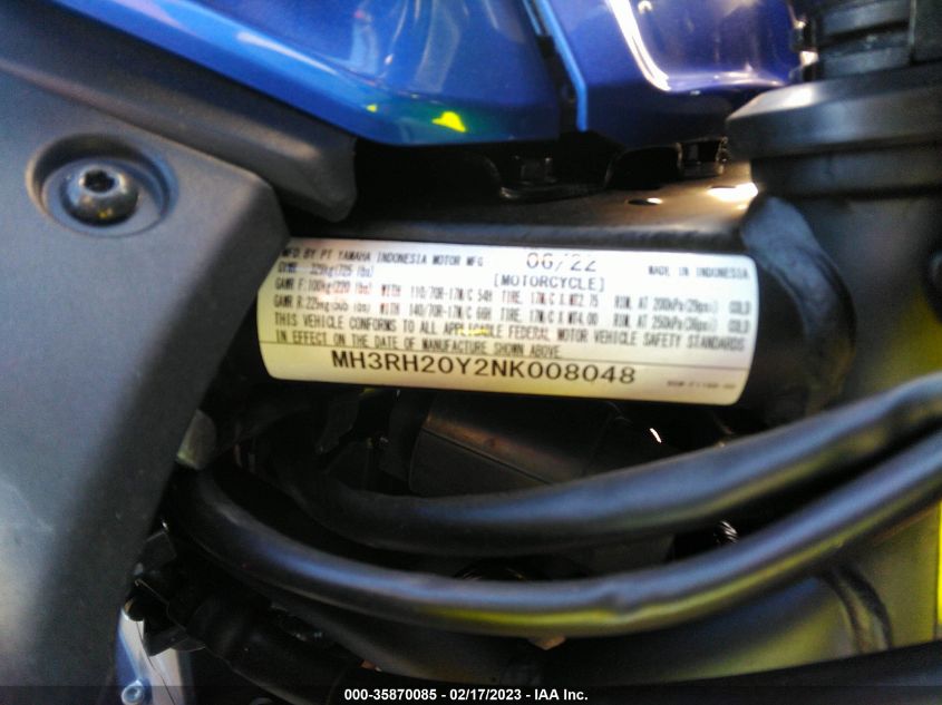2022 YAMAHA MT-03 MH3RH20Y2NK008048