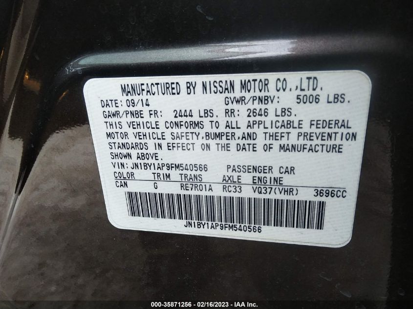 2015 INFINITI Q70 JN1BY1AP9FM540566