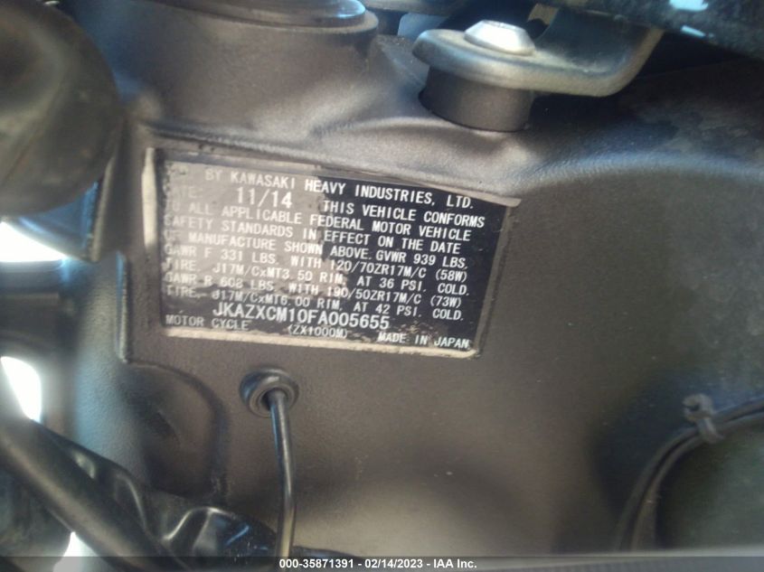 2015 KAWASAKI ZX1000 M - JKAZXCM10FA005655