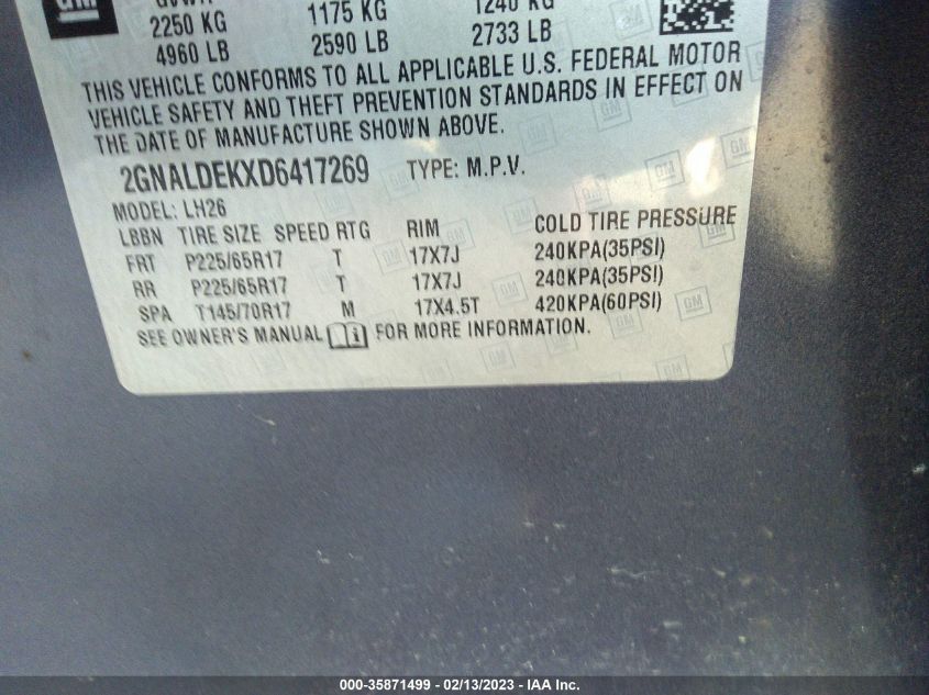 2013 CHEVROLET EQUINOX LT - 2GNALDEKXD6417269