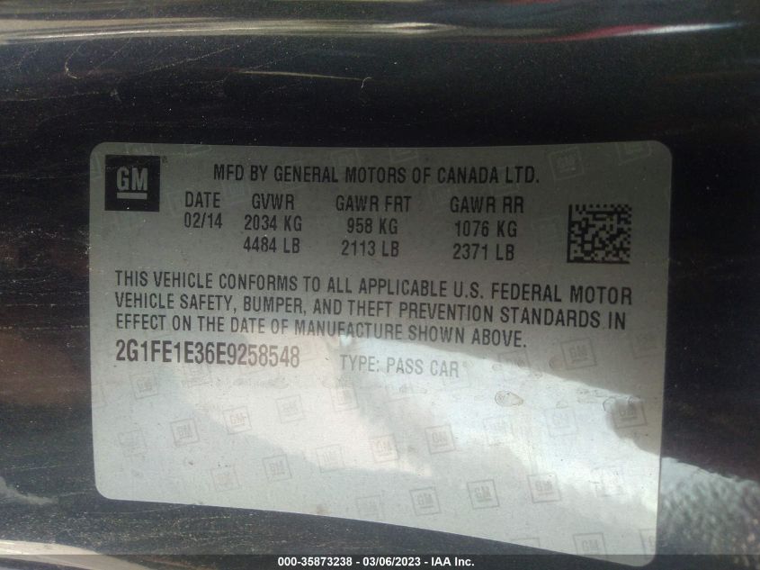 2014 CHEVROLET CAMARO LS - 2G1FE1E36E9258548