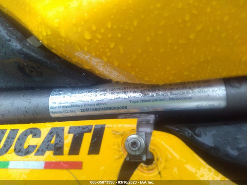 2009 DUCATI 848 ZDM1XBGV69B008008