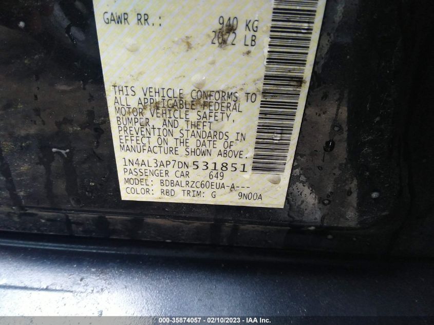 2013 NISSAN ALTIMA 2.5 S - 1N4AL3AP7DN531851