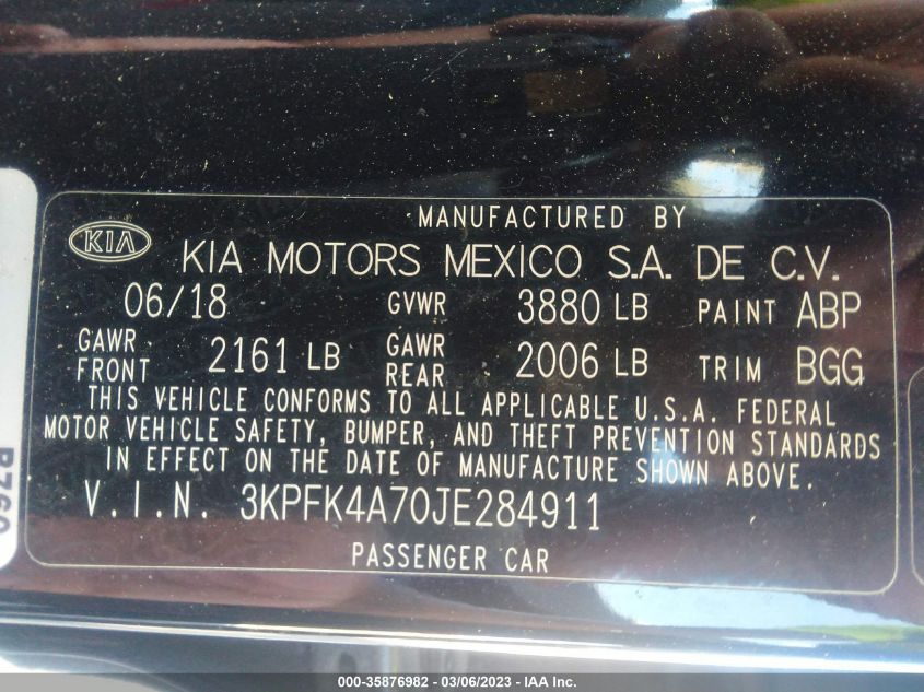 2018 KIA FORTE LX - 3KPFK4A70JE284911