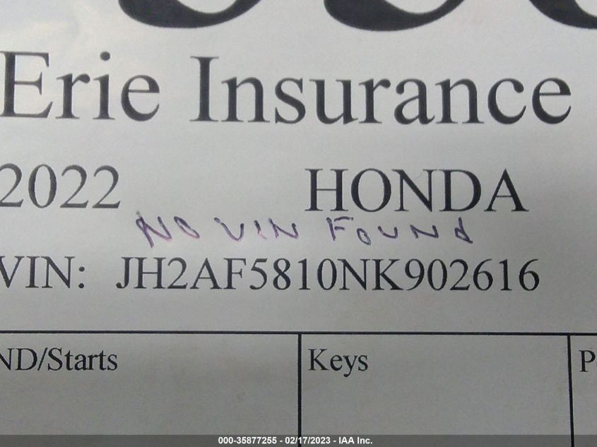 2022 HONDA NPS50 JH2AF5810NK902616