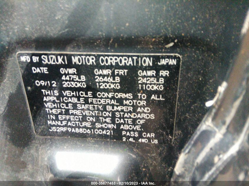 2013 SUZUKI KIZASHI SLS SPORT JS2RF9A88D6100421