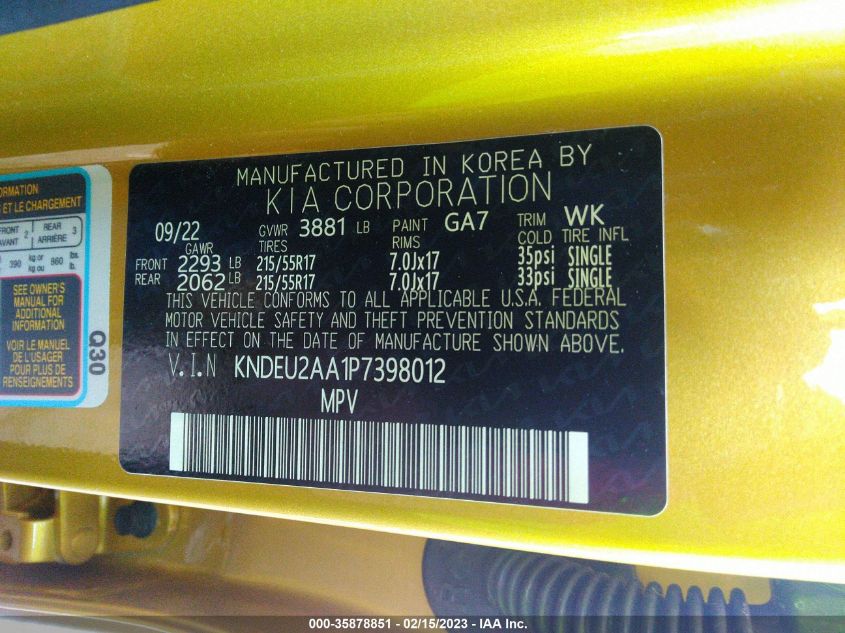 2023 KIA SELTOS S - KNDEU2AA1P7398012