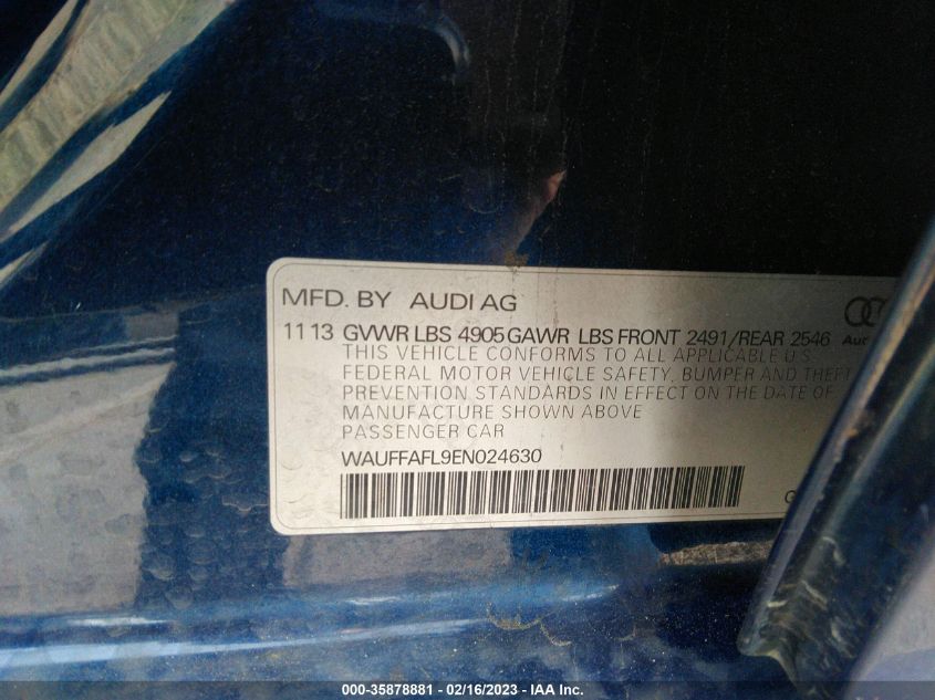 2014 AUDI A4 PREMIUM PLUS - WAUFFAFL9EN024630